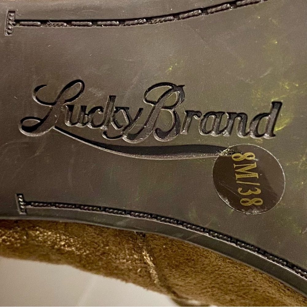 Lucky Brand Unitas Brown Suede Ankle Boots Women’s Size 8M Lace-Up Stacked Heel - Picture 12 of 12